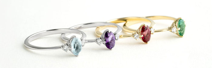 4 Ringe mit Edelsteine